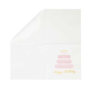 Light Pink Happy Birthday Napkins for Parties 50 Pack