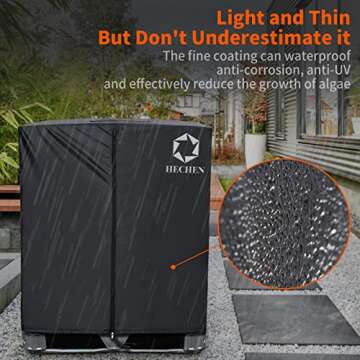 IBC Tote Cover,Zipper,420D Heavy Duty Nano Materials Waterproof,Fit 275 Gallon Water Tank(Black)