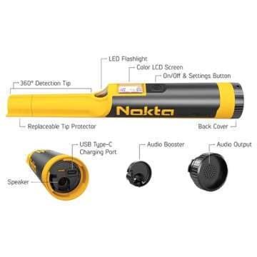 NOKTA AccuPOINT Metal Detector Pinpointer, Professional Waterproof Handheld Pin Pointer Wand with Co...