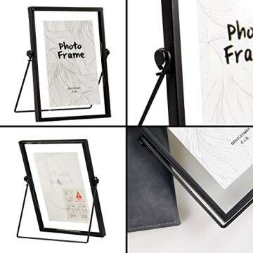 Miaowater 4x6 Picture Frames,Black Photo Frame Decor with Plexiglas Cover High Definition Glass Desk Pictures Display