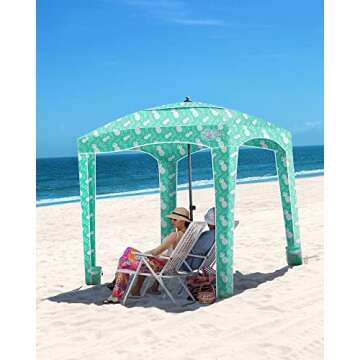 Qipi Beach Cabana - Easy to Set Up Canopy, Waterproof, Portable 6' x Shelter, Included Side Wall, Sh...