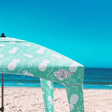 Qipi Beach Cabana - Easy to Set Up Canopy, Waterproof, Portable 6' x Shelter, Included Side Wall, Shade with UPF 50+ UV Protection, Ultimate Sun Umbrella for Kids, Family Pineapple Jungle