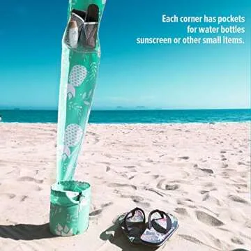 Qipi Beach Cabana - Easy to Set Up Canopy, Waterproof, Portable 6' x Shelter, Included Side Wall, Shade with UPF 50+ UV Protection, Ultimate Sun Umbrella for Kids, Family Pineapple Jungle