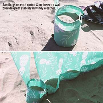 Qipi Beach Cabana - Easy to Set Up Canopy, Waterproof, Portable 6' x Shelter, Included Side Wall, Shade with UPF 50+ UV Protection, Ultimate Sun Umbrella for Kids, Family Pineapple Jungle