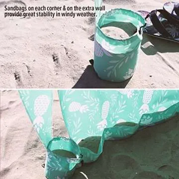 Qipi Beach Cabana - Easy to Set Up Canopy, Waterproof, Portable 6' x Shelter, Included Side Wall, Shade with UPF 50+ UV Protection, Ultimate Sun Umbrella for Kids, Family Pineapple Jungle