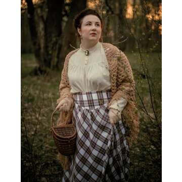 Plaid Skirts for Women High Waisted A Line Fall Skirt with Pockets Brown S