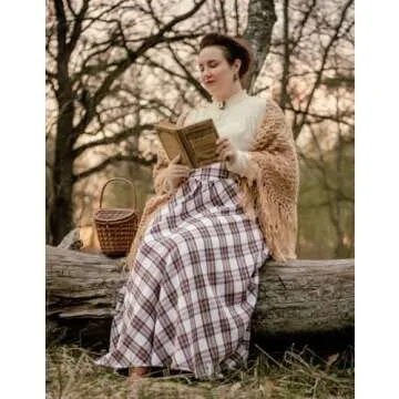 Plaid Skirts for Women High Waisted A Line Fall Skirt with Pockets Brown S