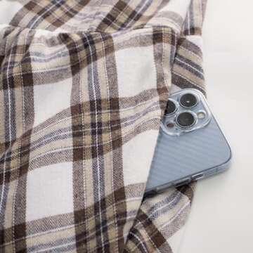 Plaid Skirts for Women High Waisted A Line Fall Skirt with Pockets Brown S