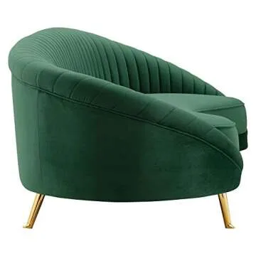 Luxurious Emerald Velvet Channel Tufted Sofa