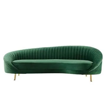 Luxurious Emerald Velvet Channel Tufted Sofa