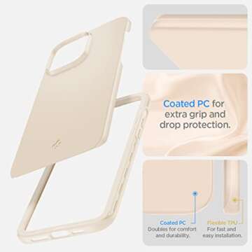 Spigen Thin Fit Designed for iPhone 14 Pro Max Case (2022) [Military-Grade Protection] - Sand Beige