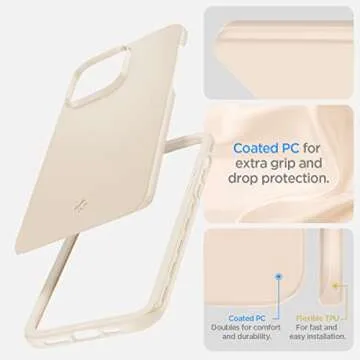 Spigen Thin Fit Designed for iPhone 14 Pro Max Case (2022) [Military-Grade Protection] - Sand Beige