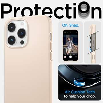 Spigen Thin Fit Designed for iPhone 14 Pro Max Case (2022) [Military-Grade Protection] - Sand Beige