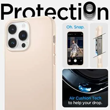 Spigen Thin Fit Designed for iPhone 14 Pro Max Case (2022) [Military-Grade Protection] - Sand Beige