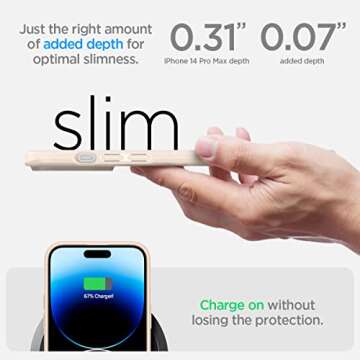 Spigen Thin Fit Designed for iPhone 14 Pro Max Case (2022) [Military-Grade Protection] - Sand Beige
