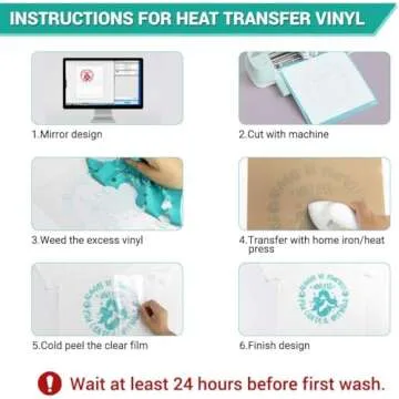 HTVRONT Heat Transfer Vinyl Bundle: 24 Pack 12"x12" Iron on Vinyl Sheets for T-Shirt, 21 Assorted Colors HTV Vinyl with 1 Teflon Sheet & Weeding Hooks