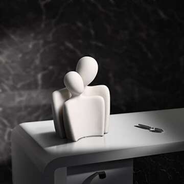 WANCHIY Modern Home Decor Lover Statues- 10'' Porcelain Sculptures for Shelf and Table Decor, Affectionate Couple Art Ceramic Sculpture- Romantic Figurine for Home, Bedroom, Livingroom, Office Decor