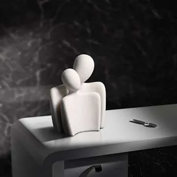 WANCHIY Modern Home Decor Lover Statues- 10'' Porcelain Sculptures for Shelf and Table Decor, Affectionate Couple Art Ceramic Sculpture- Romantic Figurine for Home, Bedroom, Livingroom, Office Decor