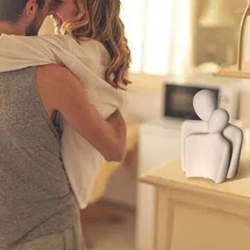 WANCHIY Modern Home Decor Lover Statues- 10'' Porcelain Sculptures for Shelf and Table Decor, Affectionate Couple Art Ceramic Sculpture- Romantic Figurine for Home, Bedroom, Livingroom, Office Decor