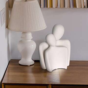 WANCHIY Modern Home Decor Lover Statues- 10'' Porcelain Sculptures for Shelf and Table Decor, Affectionate Couple Art Ceramic Sculpture- Romantic Figurine for Home, Bedroom, Livingroom, Office Decor