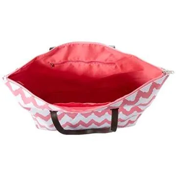 X-Large Pink Chevron Beach Bag - Stylish & Durable Tote