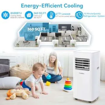 Coolblus 8500 BTU Portable Air Conditioners Cool Up to 360 Sq.Ft,3 IN 1 portable ac unit with Remote Control/LED Display/24Hrs Timer/Window Installation Kit & Screwdriver,White, A019KS