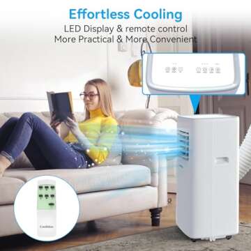 Coolblus 8500 BTU Portable Air Conditioners Cool Up to 360 Sq.Ft,3 IN 1 portable ac unit with Remote Control/LED Display/24Hrs Timer/Window Installation Kit & Screwdriver,White, A019KS