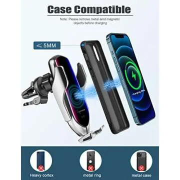 Wireless Car Charger, 10W Qi Fast Charging & Auto-Clamping