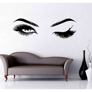 DXLING 49.2inch Large Beauty Salon Eyelash Wall Decor Stickers Make Up Store Home Decoration Murals ...