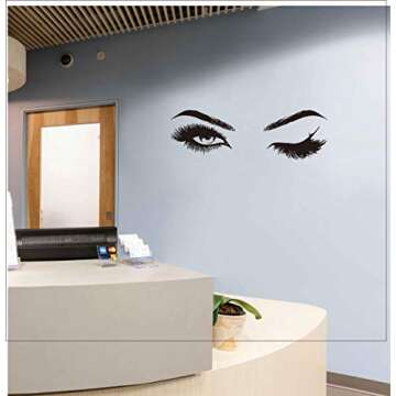 DXLING 49.2inch Large Beauty Salon Eyelash Wall Decor Stickers Make Up Store Home Decoration Murals (LC560 Black