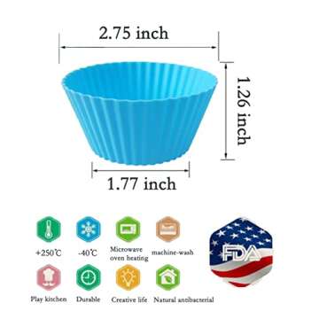 Reusable Silicone Cupcake Baking Cups 24 Pack, 2.75 inch Cups, & Non-stick Muffin Liners for Party H...