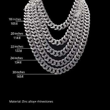 Wealthmao 13mm Cuban Link Chain for Mens Women Heavy Strong Iced Out Miami Curb Bling Hip Hop Necklace Silver Plated Rhinestone CZ Clasp Jewelry Choker Chain 18"