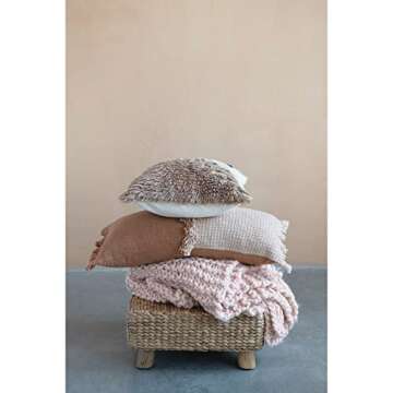 Creative Co-Op Wool Tufted Pillow - Geometric Design