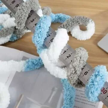 MABOZOO Tie Dye Chunky Yarn for Crocheting 8 Pack,Sky Blue Fluffy Jumbo Chenille Yarn,Soft Plush Yarn Bulky,Giant Thick Fuzzy Yarn for Hand Knitting or Arm Knitting (29 yds,8 oz Each Skein)