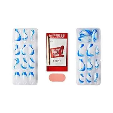 KISS imPRESS No Glue Press On Nails, Blue Coffin Shape