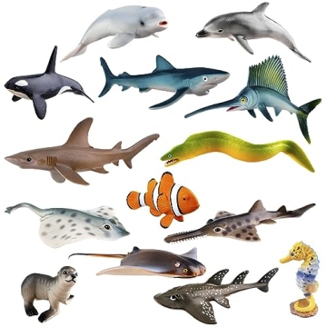 TOYMANY 14-Piece Sea Animal Figurines Set for Kids