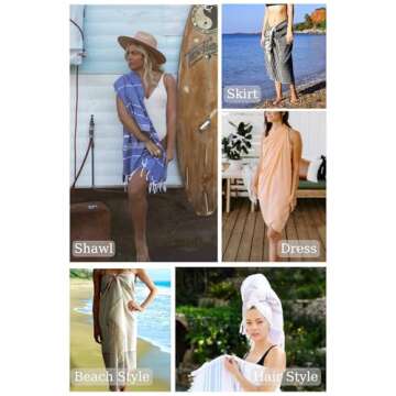 Park & Oz Turkish Beach Towel – Oversized 100% Cotton Quick-Dry & Sand-Free Blanket 72" x 40" – Ultra-Absorbent, Lightweight & Compact Pool Towel for Beach, Travel, Spa, Gym, Camping & Home