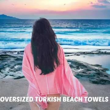 Park & Oz Turkish Beach Towel – Oversized 100% Cotton Quick-Dry & Sand-Free Blanket 72" x 40" – Ultra-Absorbent, Lightweight & Compact Pool Towel for Beach, Travel, Spa, Gym, Camping & Home
