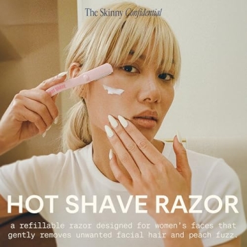 The Skinny Confidential Hot Shave Dermaplane Razor - Gentle & No Peach Fuzz Face Razors for Women for Smooth & Radiant Skin - Facial Hair Shaving & Exfoliating Skincare, Dermaplaning Tool Face Shaver