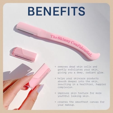 The Skinny Confidential Hot Shave Dermaplane Razor - Gentle & No Peach Fuzz Face Razors for Women for Smooth & Radiant Skin - Facial Hair Shaving & Exfoliating Skincare, Dermaplaning Tool Face Shaver