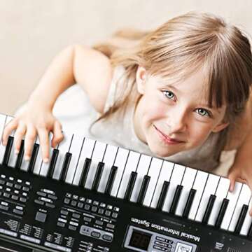 Digital Music Piano Keyboard 61 Key - Portable Electronic Musical Instrument with Microphone Kids Piano Musical Teaching Keyboard Toy for Birthday Christmas Festival Gift