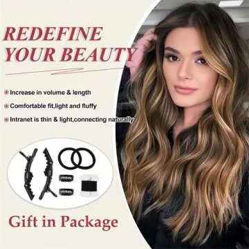 Clip in Hair Extensions - 4 Pieces of Soft, Natural, and Easy-to-Use Extensions with Long Wavy Hairpieces for Weddings, Costumes, and Daily Use