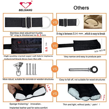 BELSIANG Adult Sex Swing and 360 Degree Spinning Indoor Swing, Sex Swing Set with Premium Paint Stand and Widened Thick Comfortable Swing for Couples Ceiling (Pillow Extreme, Black)