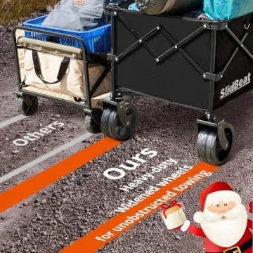 220L Collapsible Wagon with Big Wheels - Heavy Duty Utility Foldable Cart, All-Terrain Wheel & Drink Holders Portable Grocery Carts for Outdoor, Travel, Camping, Beach, Garden,Fishing