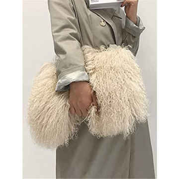 Oversized Real Mongolian Lamb Fur Handbag for Women
