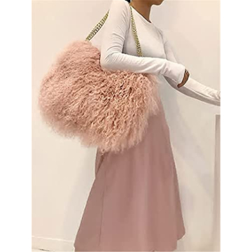 Oversized Real Mongolian Lamb Fur Handbag for Women