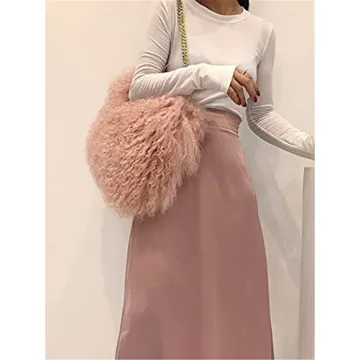 Oversized Real Mongolian Lamb Fur Handbag for Women