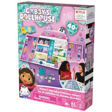 Spin Master Games, Gabby’s Dollhouse Charming Collection Game, Board Game for Kids, Family Games, Preschool Game for Families & Kids Ages 4+