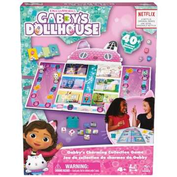 Spin Master Games, Gabby’s Dollhouse Charming Collection Game, Board Game for Kids, Family Games, Preschool Game for Families & Kids Ages 4+