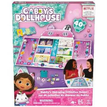 Spin Master Games, Gabby’s Dollhouse Charming Collection Game, Board Game for Kids, Family Games, Preschool Game for Families & Kids Ages 4+